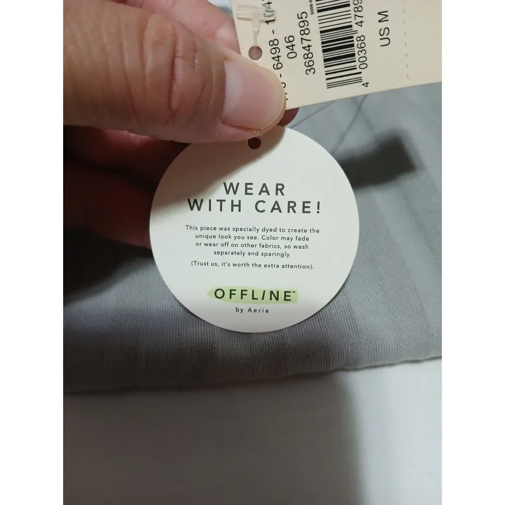 OFFLINE by Aerie OG Original Ribbed Mini Skirt Grey Lettuce Edge Womens Medium